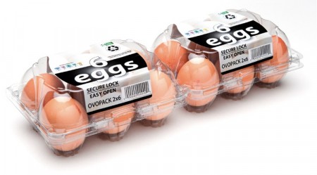 Eggbokser 2x6 i klar plast til hønseegg - 100 stk.
