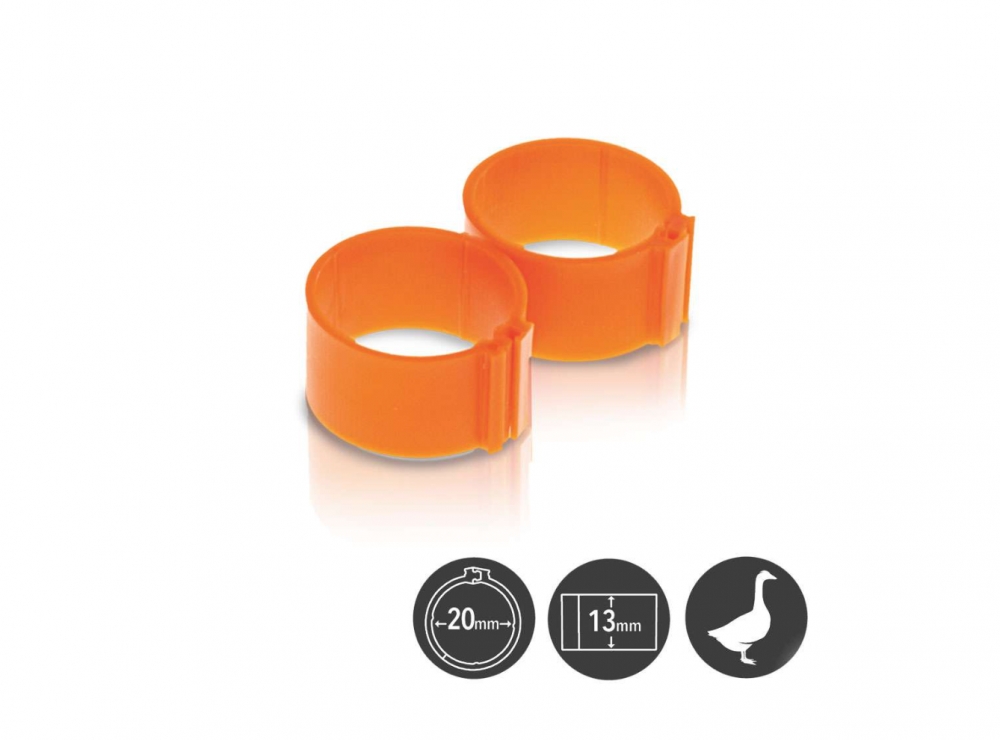 Fotringer 20 mm. Passer til store hønseraser og tamender. 25 stk.