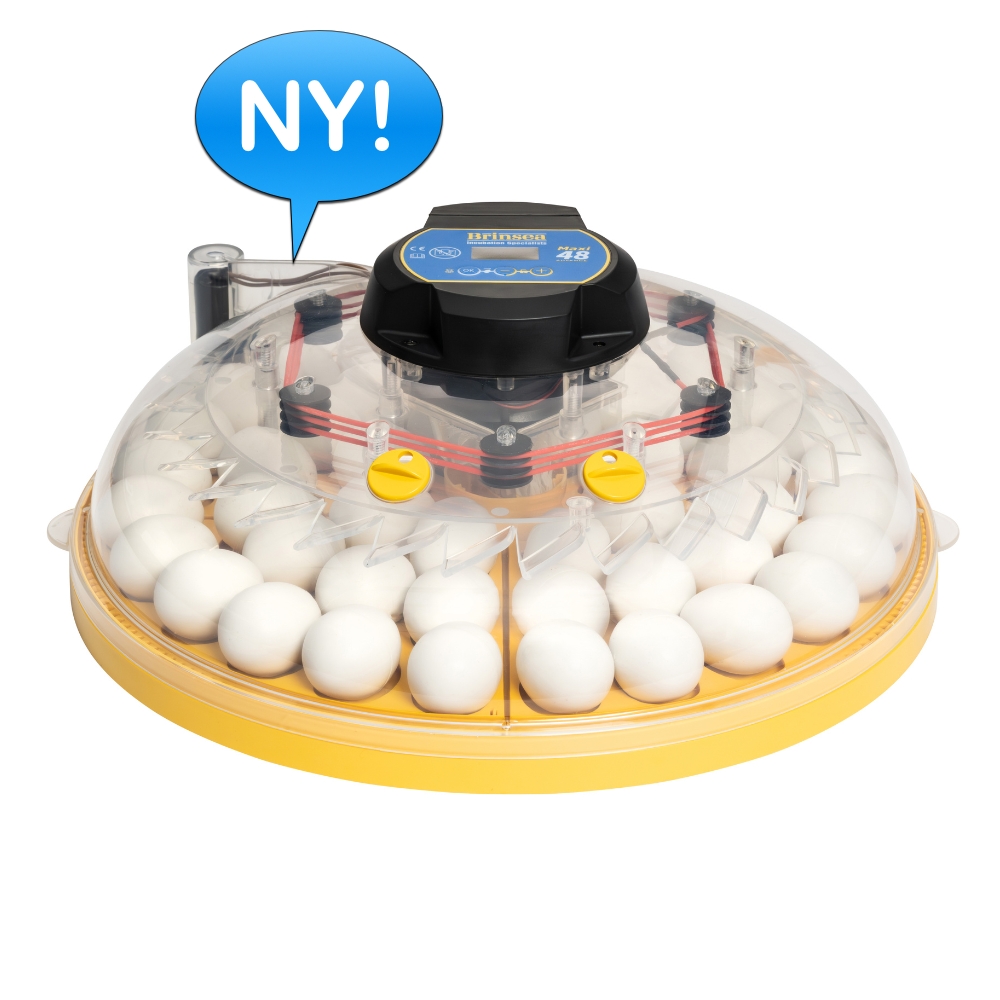 Brinsea,s Maxi 48 EX har plass til 68 vaktelegg, 48 høneegg, 24 andeegg eller 18 gåseegg i innovative eggkvadranter. Den gir bekvemmeligheten av automatisk vending med digitale alarmer og gir full digital kontroll over temperatur og fuktighet.